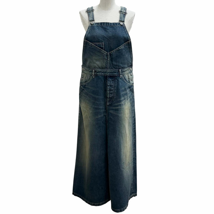 Excellent mina perhonen one piece always denim Indigo blue cotton 38 dn5301
