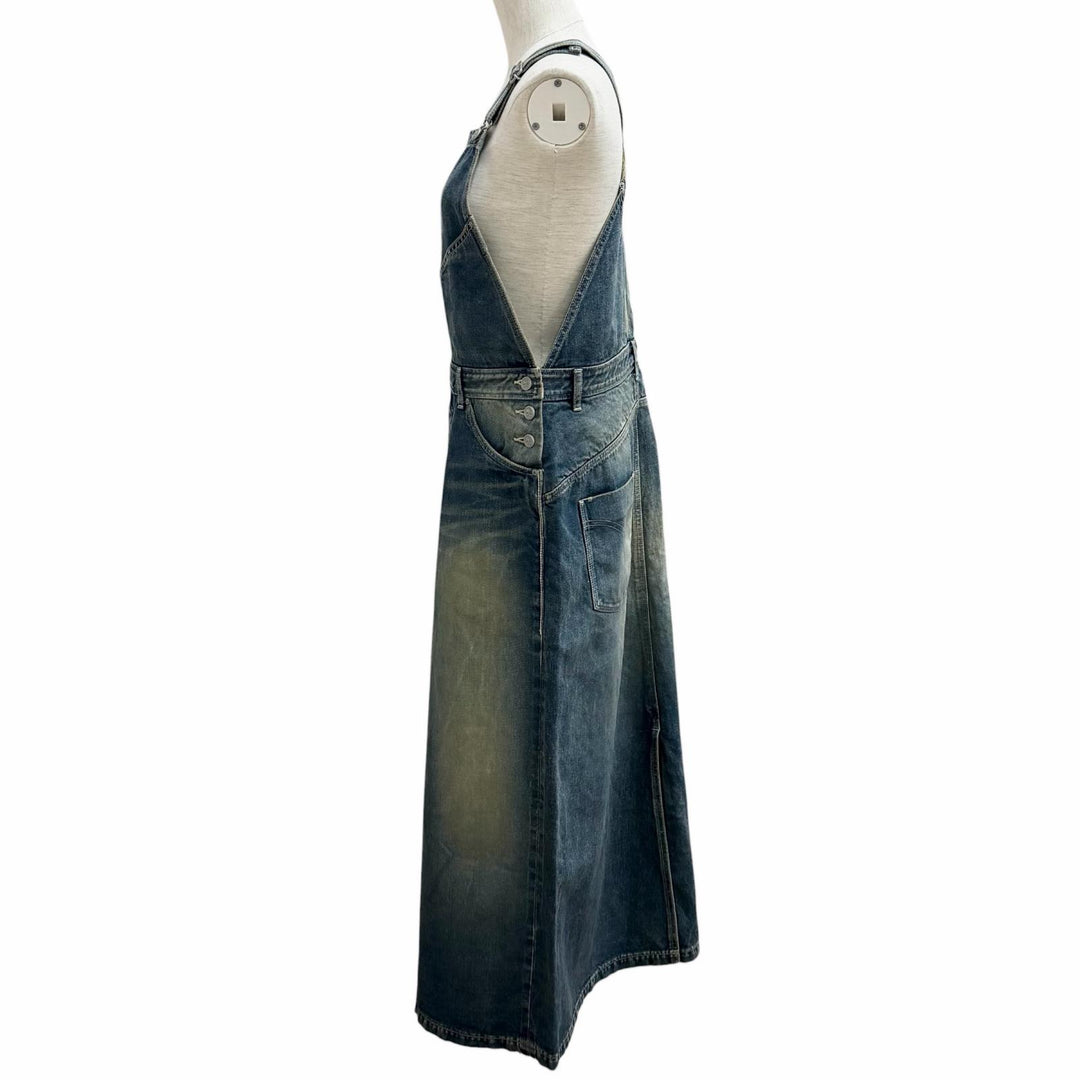 Excellent mina perhonen one piece always denim Indigo blue cotton 38 dn5301