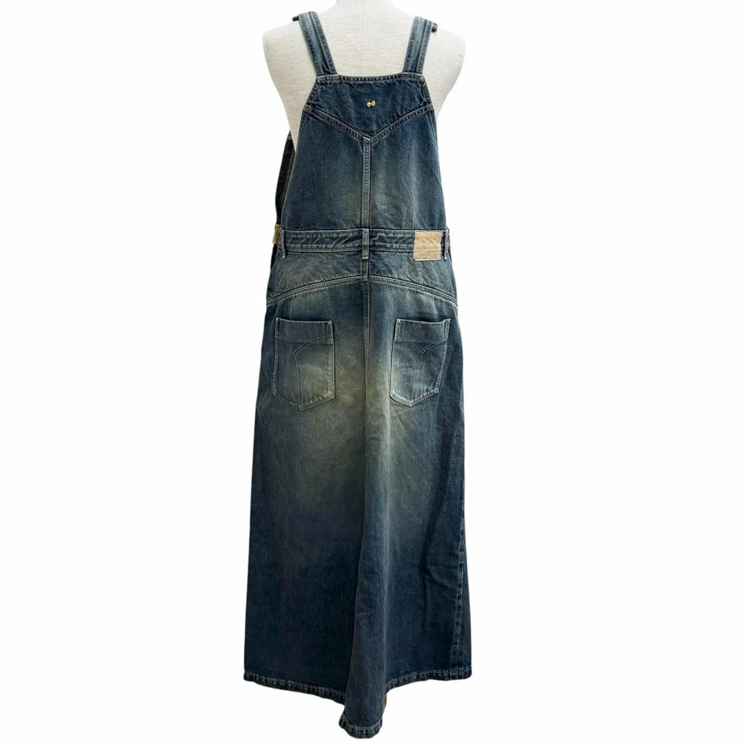 Excellent mina perhonen one piece always denim Indigo blue cotton 38 dn5301