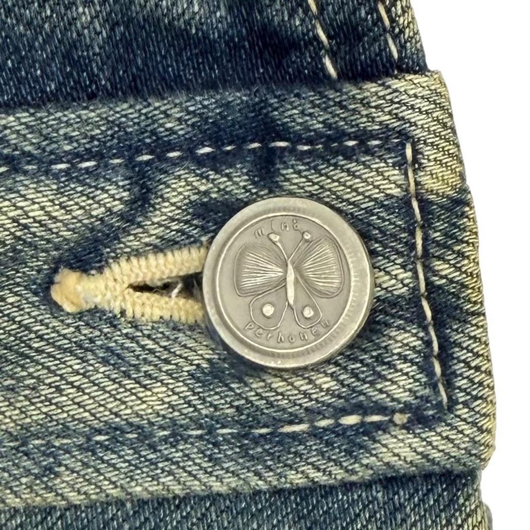 Excellent mina perhonen one piece always denim Indigo blue cotton 38 dn5301