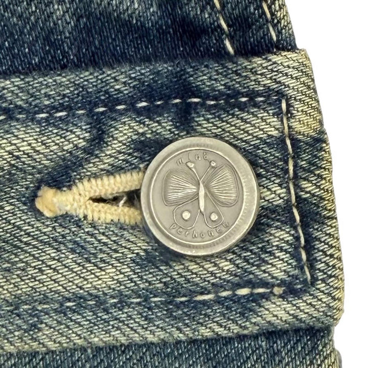 Excellent mina perhonen one piece always denim Indigo blue cotton 38 dn5301