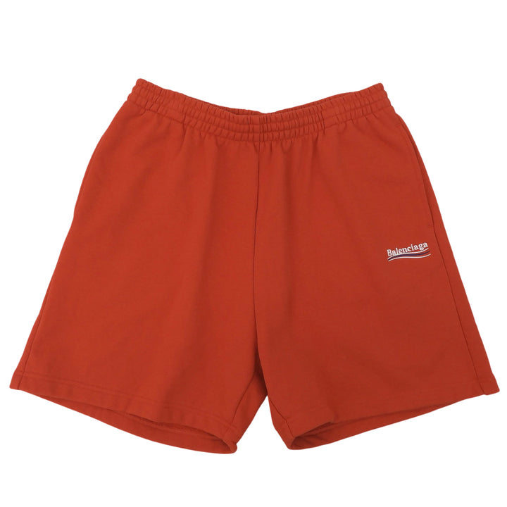 Excellent BALENCIAGA Shorts Campaign logo Red cotton mens M 676137