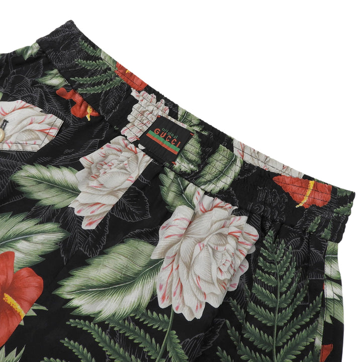 Excellent GUCCI Button Hawaiian Print Shorts Multi silk Women 36 619508