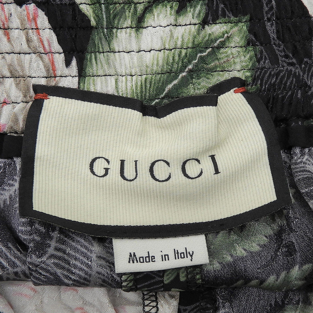 Excellent GUCCI Button Hawaiian Print Shorts Multi silk Women 36 619508