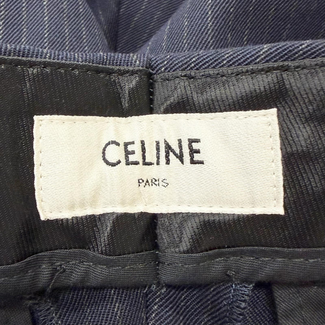 Pristine CELINE slacks Striped Pattern Navy wool mens 46 2P085449K