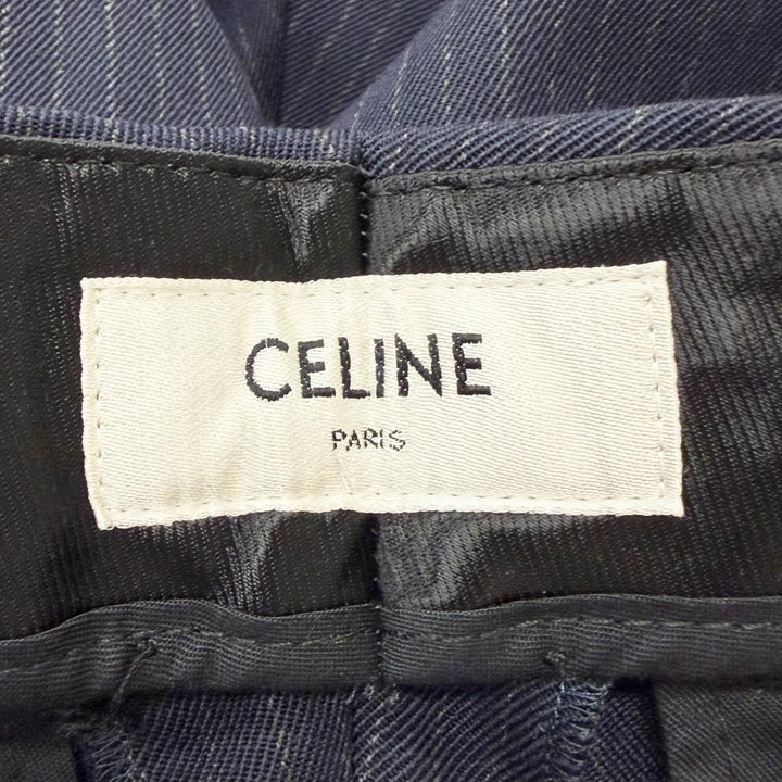 Pristine CELINE slacks Striped Pattern Navy wool mens 46 2P085449K