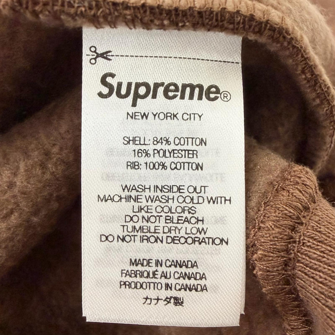 Excellent Supreme sweat Crest Crewneck Logo print Brown cotton mens L