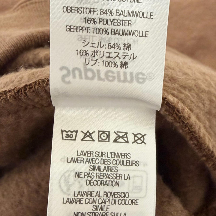Excellent Supreme sweat Crest Crewneck Logo print Brown cotton mens L