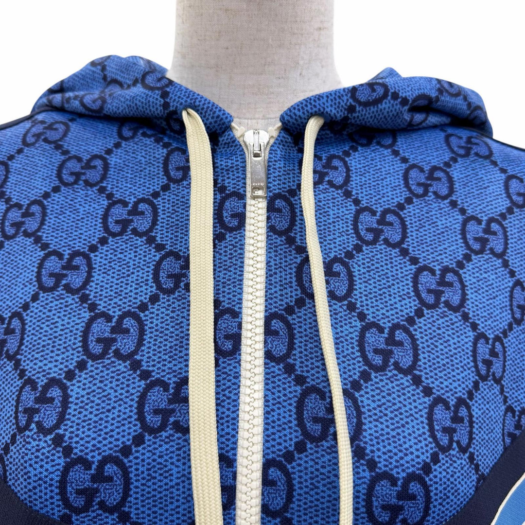 Pristine GUCCI Jacket GG Technical Back Pleated Jersey GG pattern hoodie M