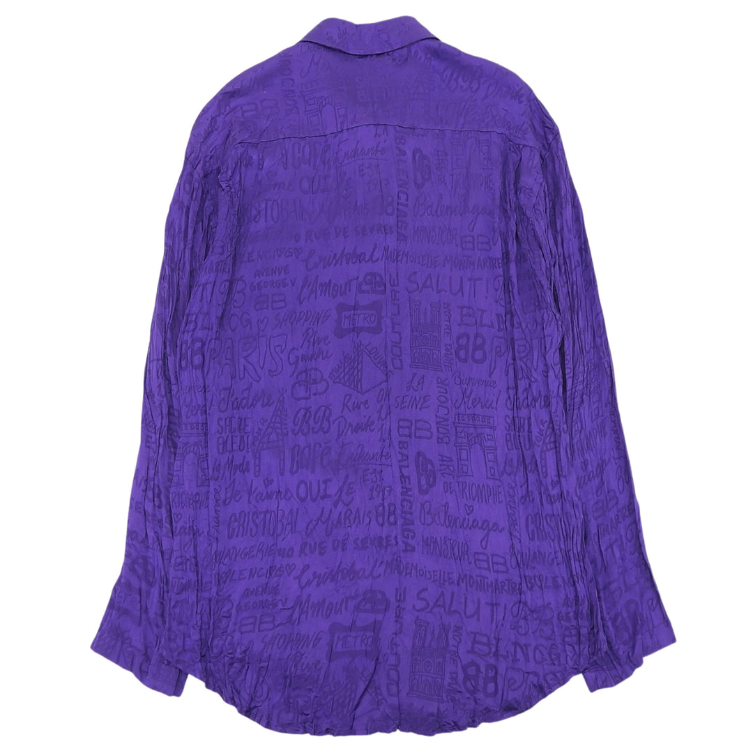 Pristine BALENCIAGA Long sleeve shirt Logo overall pattern silk Women 34 681631