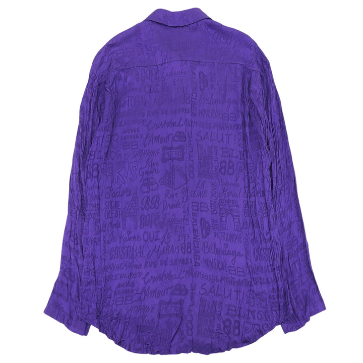Pristine BALENCIAGA Long sleeve shirt Logo overall pattern silk Women 34 681631
