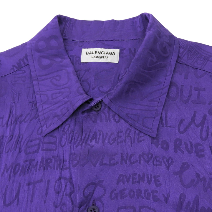 Pristine BALENCIAGA Long sleeve shirt Logo overall pattern silk Women 34 681631