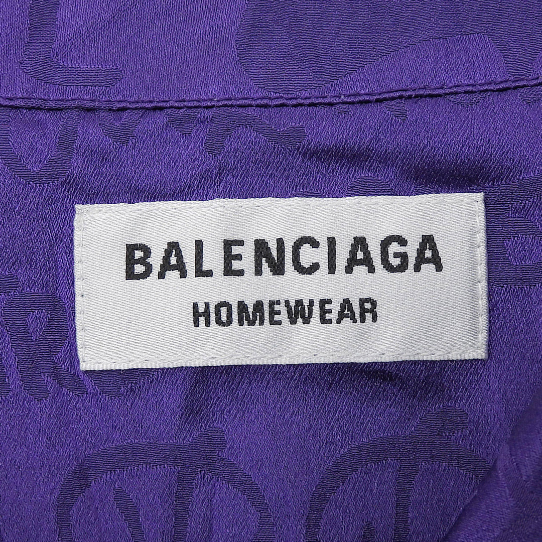 Pristine BALENCIAGA Long sleeve shirt Logo overall pattern silk Women 34 681631
