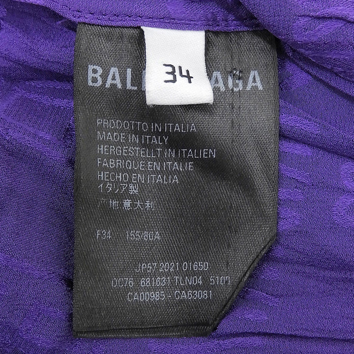Pristine BALENCIAGA Long sleeve shirt Logo overall pattern silk Women 34 681631