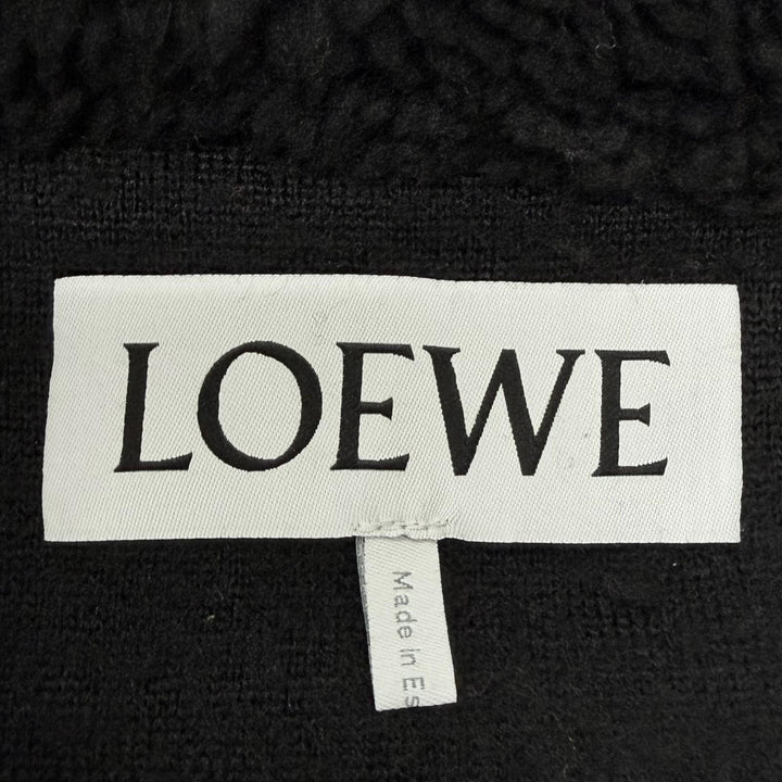Great LOEWE hoodie Logo patch half-zip fleece jacket black M H664Y07W11