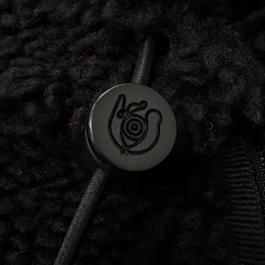 Great LOEWE hoodie Logo patch half-zip fleece jacket black M H664Y07W11