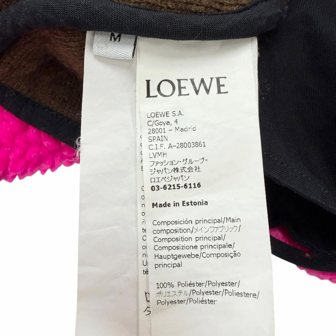 Great LOEWE hoodie Logo patch half-zip fleece jacket black M H664Y07W11