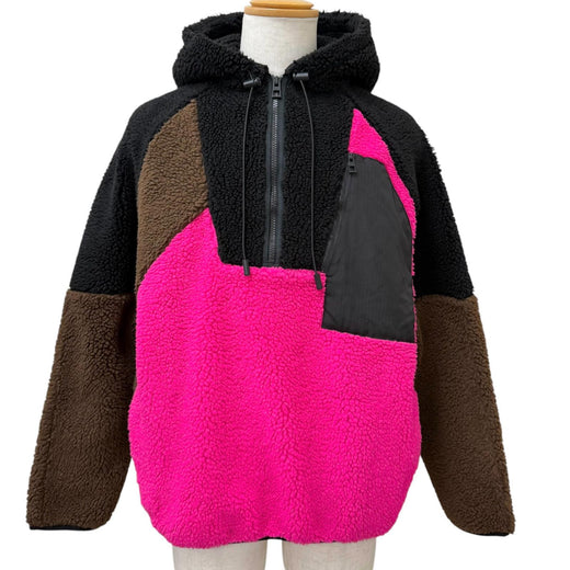 Great LOEWE hoodie Logo patch half-zip fleece jacket black M H664Y07W11