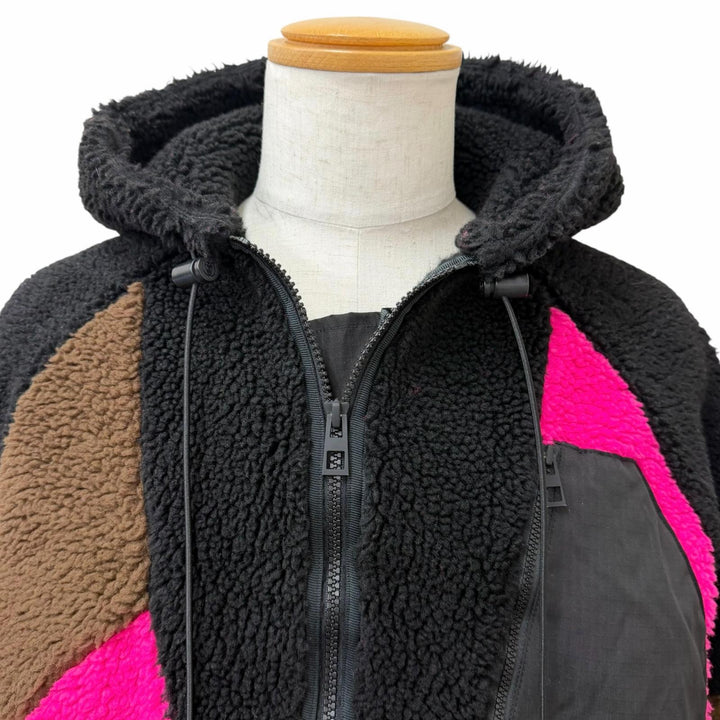 Great LOEWE hoodie Logo patch half-zip fleece jacket black M H664Y07W11