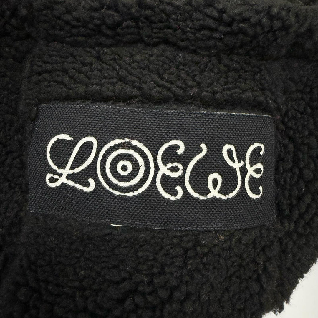 Great LOEWE hoodie Logo patch half-zip fleece jacket black M H664Y07W11