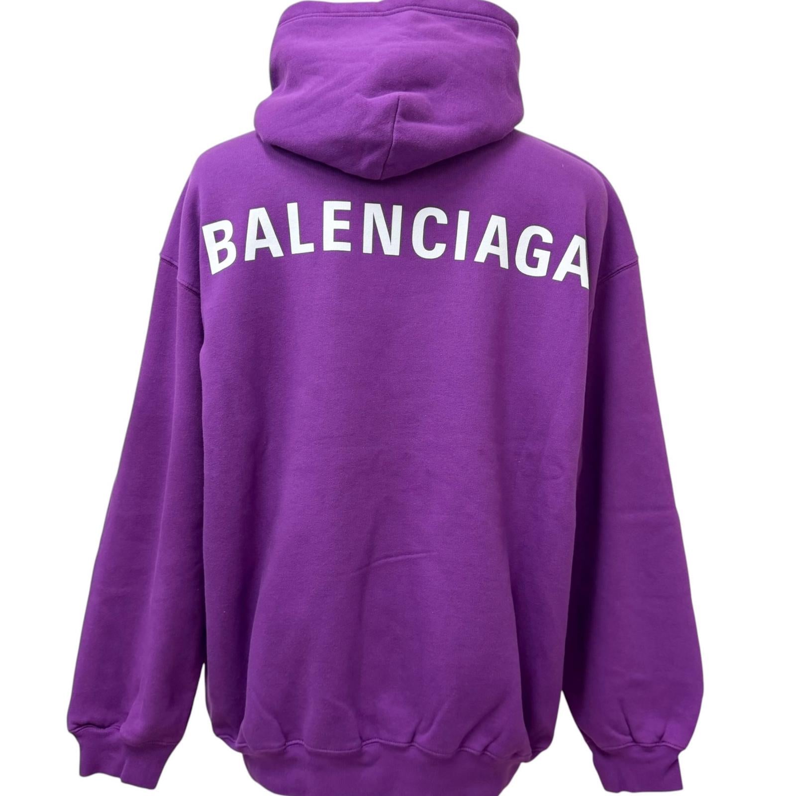 Great BALENCIAGA hoodie Back logo print pullover hoodie purple