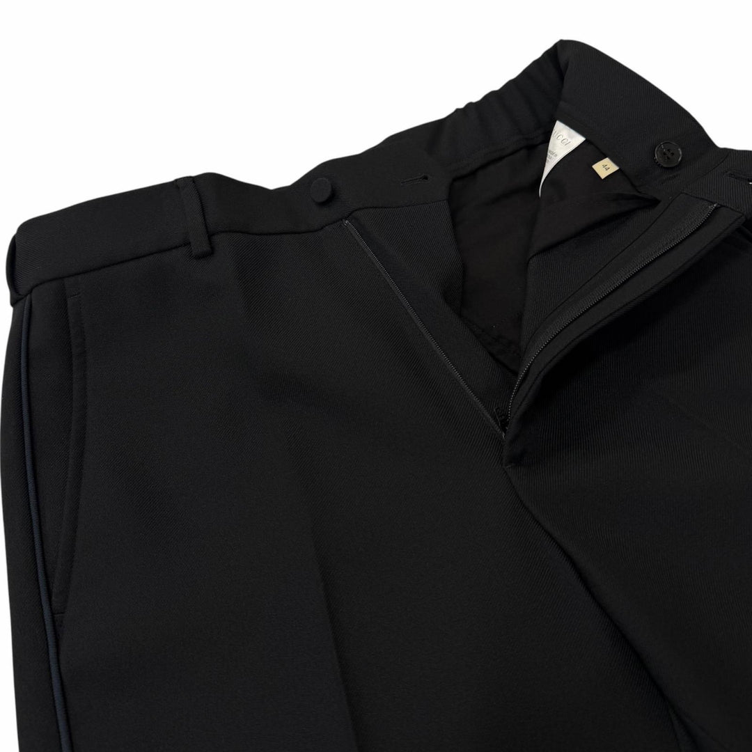 Pristine GUCCI Pants Logo embroidered side stripe slacks black
