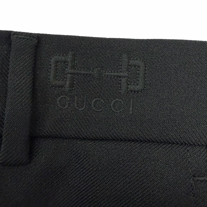 Pristine GUCCI Pants Logo embroidered side stripe slacks black