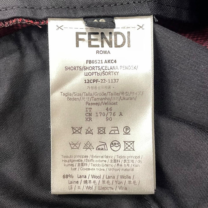 Great FENDI Shorts FF logo Red wool mens 46 FB0521 AKC4