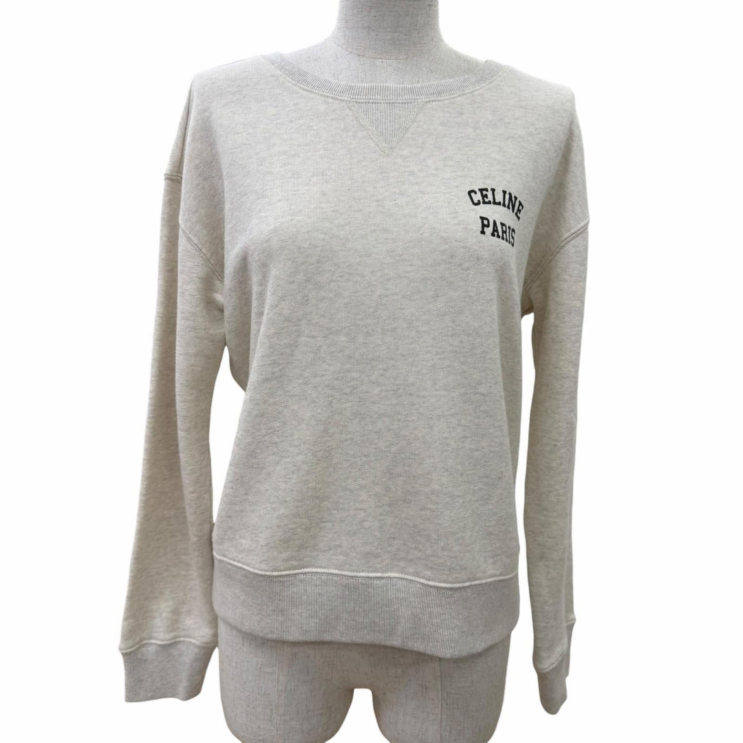 Excellent CELINE sweat Cotton fleece loose fit Light gray Women S 2Y31F765N