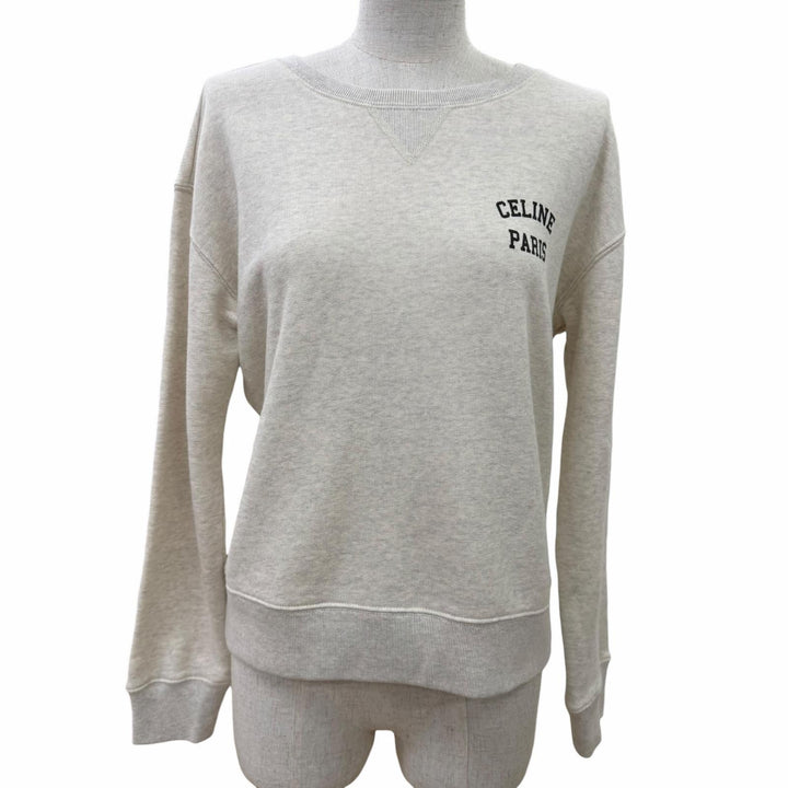 Excellent CELINE sweat Cotton fleece loose fit Light gray Women S 2Y31F765N