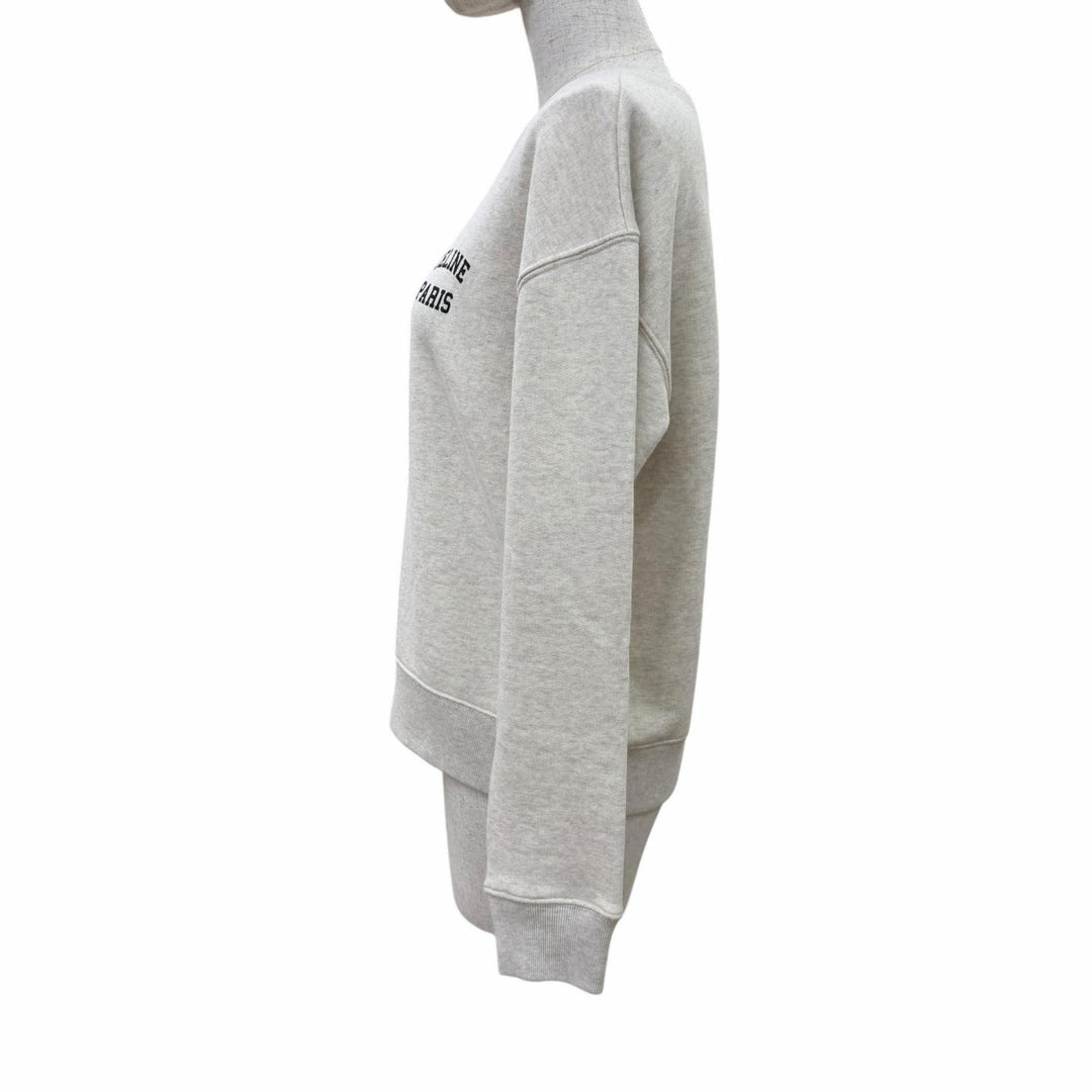Excellent CELINE sweat Cotton fleece loose fit Light gray Women S 2Y31F765N