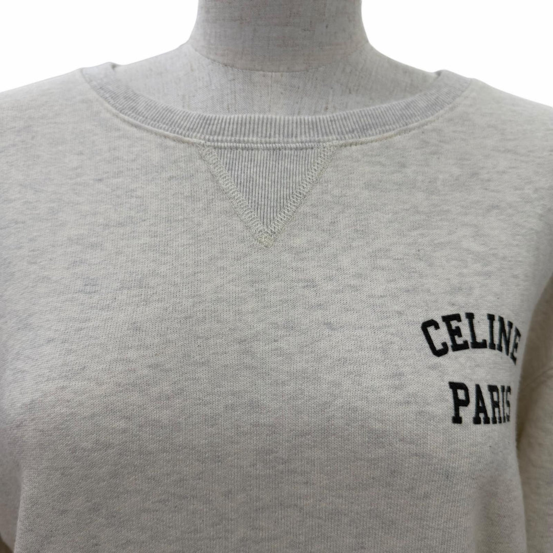 Excellent CELINE sweat Cotton fleece loose fit Light gray Women S 2Y31F765N