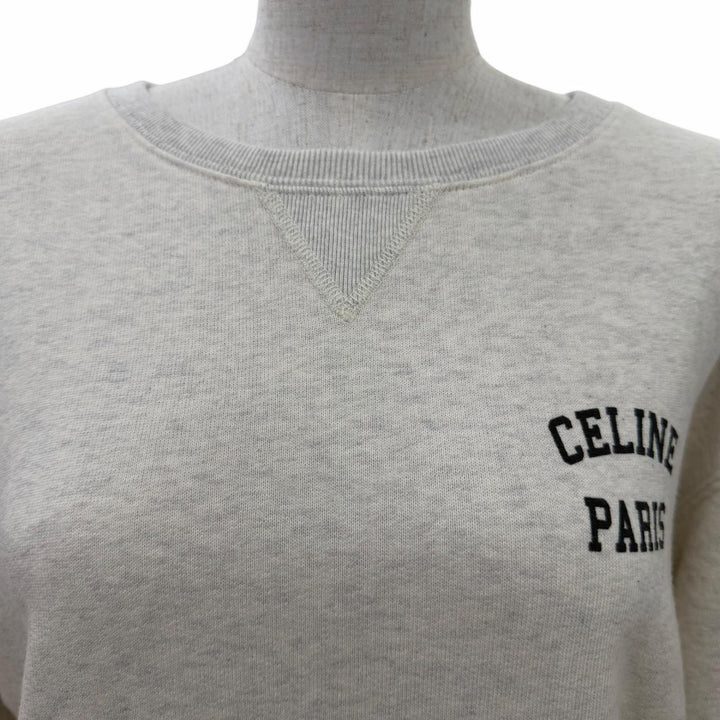 Excellent CELINE sweat Cotton fleece loose fit Light gray Women S 2Y31F765N