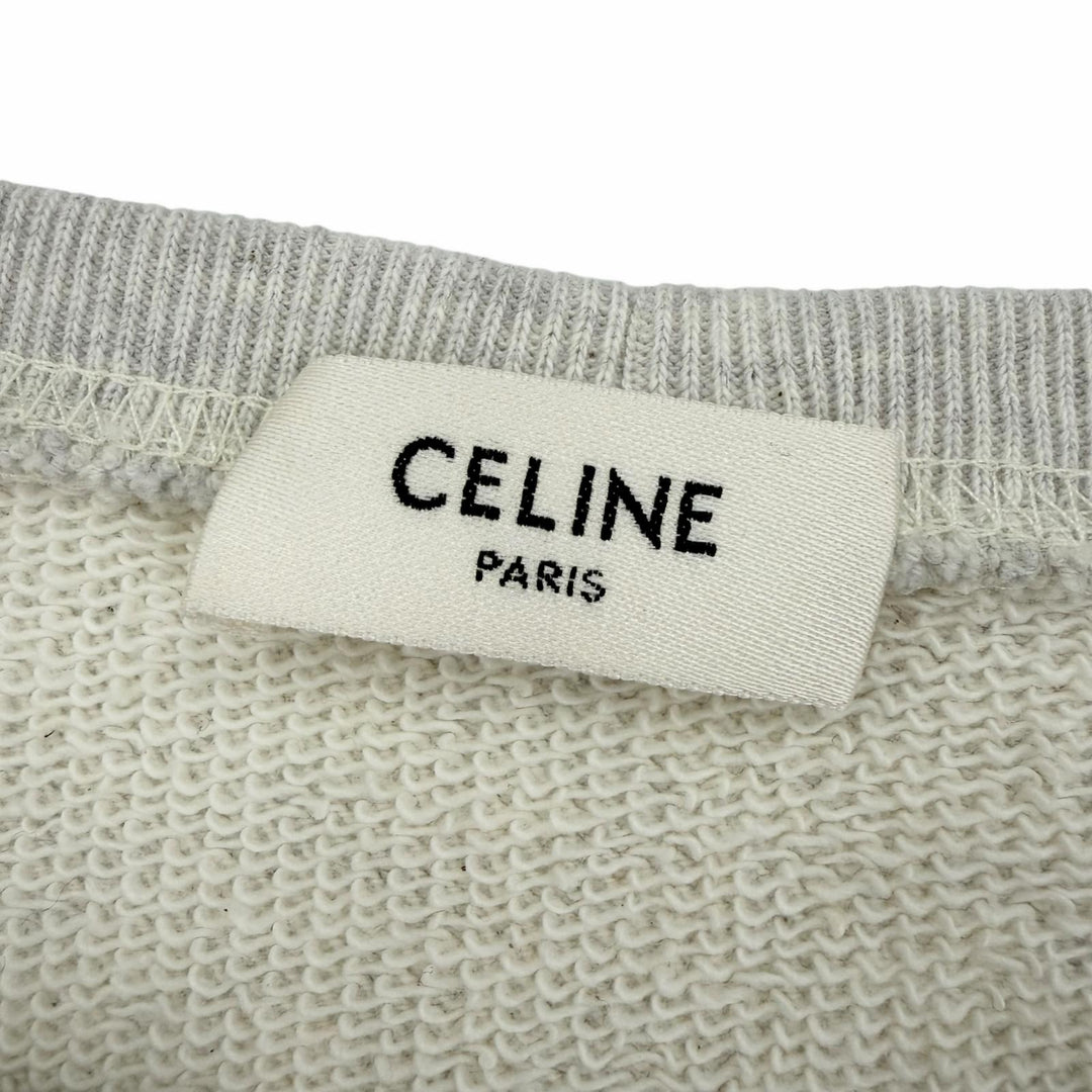 Excellent CELINE sweat Cotton fleece loose fit Light gray Women S 2Y31F765N