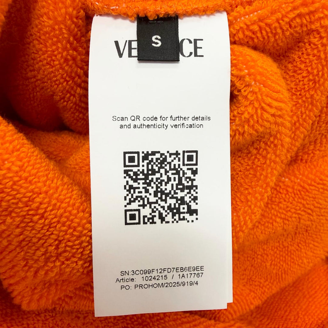 Pristine VERSACE coat Cotton terry jacquard bathrobe Medusa Gown Orange
