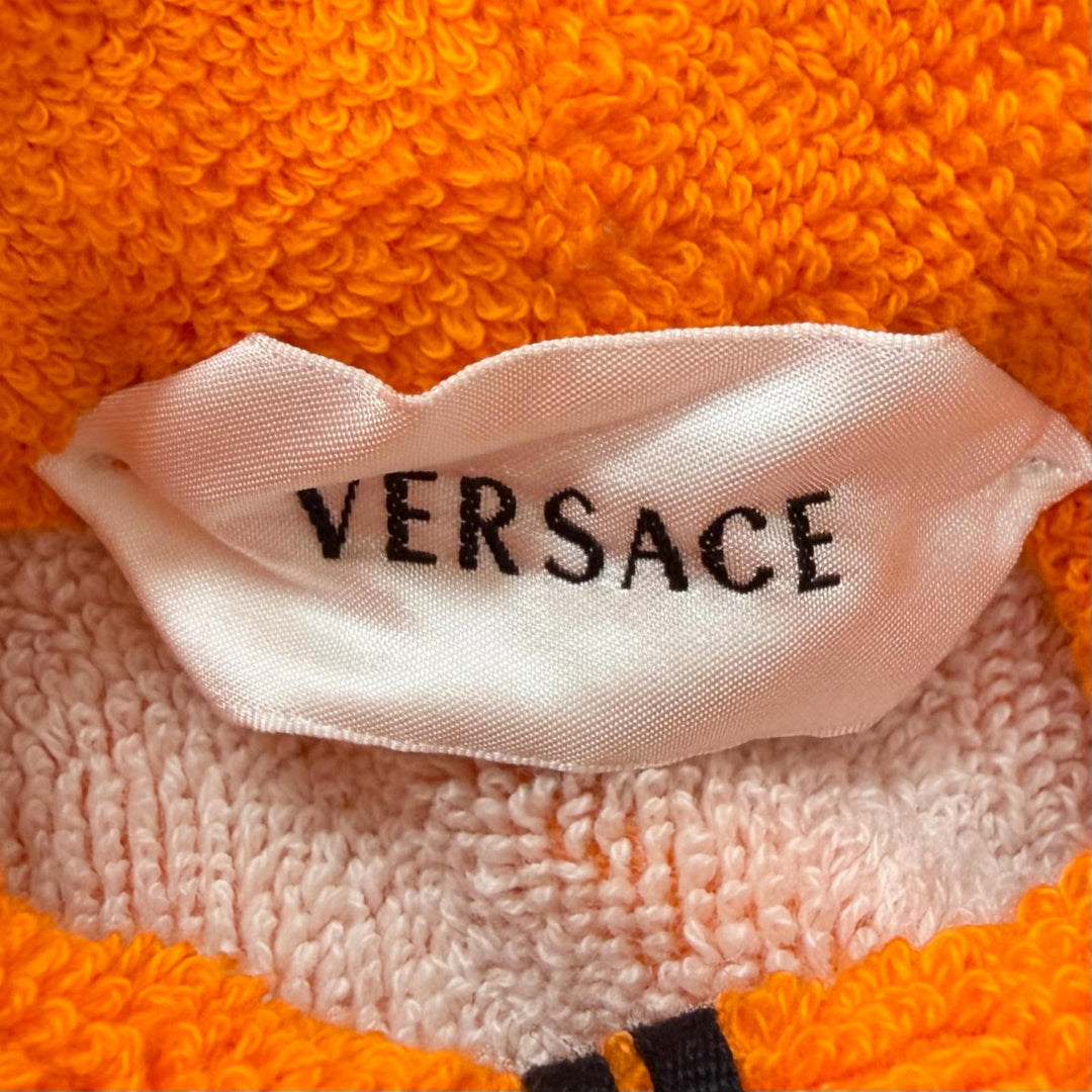 Pristine VERSACE coat Cotton terry jacquard bathrobe Medusa Gown Orange