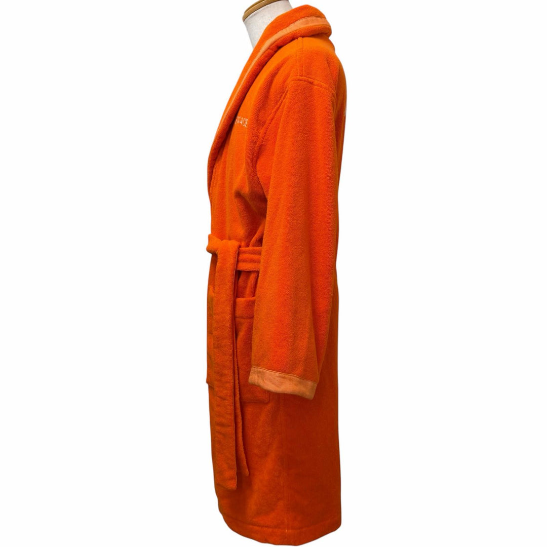 Pristine VERSACE coat Cotton terry jacquard bathrobe Medusa Gown Orange