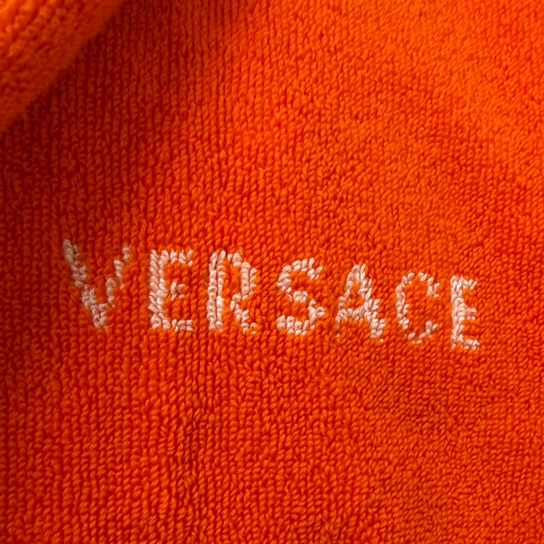 Pristine VERSACE coat Cotton terry jacquard bathrobe Medusa Gown Orange