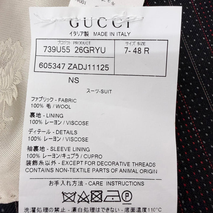 Excellent GUCCI suit Striped, gold buttons, double-breasted black wool