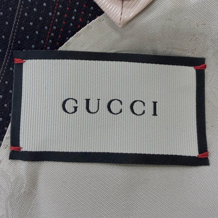 Excellent GUCCI suit Striped, gold buttons, double-breasted black wool