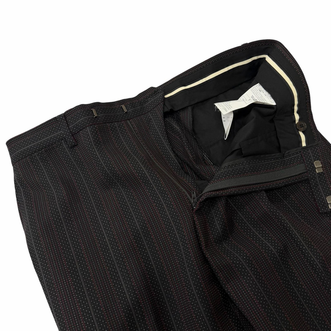 Excellent GUCCI suit Striped, gold buttons, double-breasted black wool