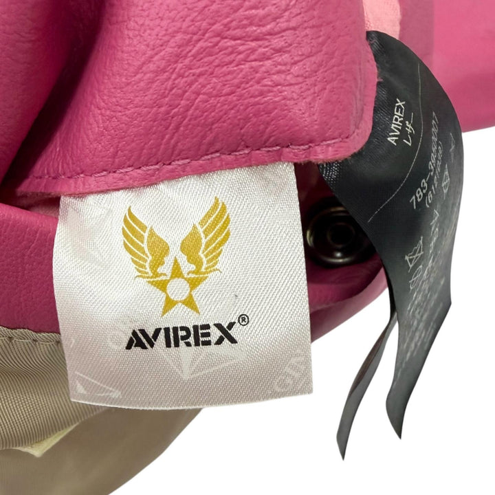Great AVIREX leather jacket LIGHT SIGNATURE VARSITY JACKET pink