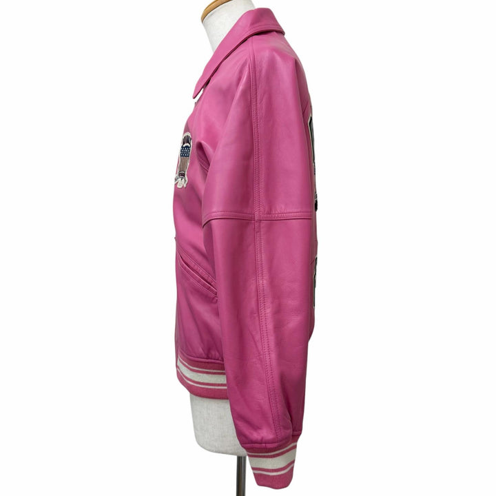 Great AVIREX leather jacket LIGHT SIGNATURE VARSITY JACKET pink