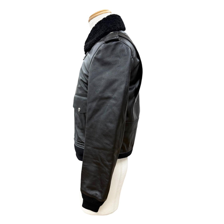 Great SAINT LAURENT PARIS leather jacket black Sheep leather mens 46 397472