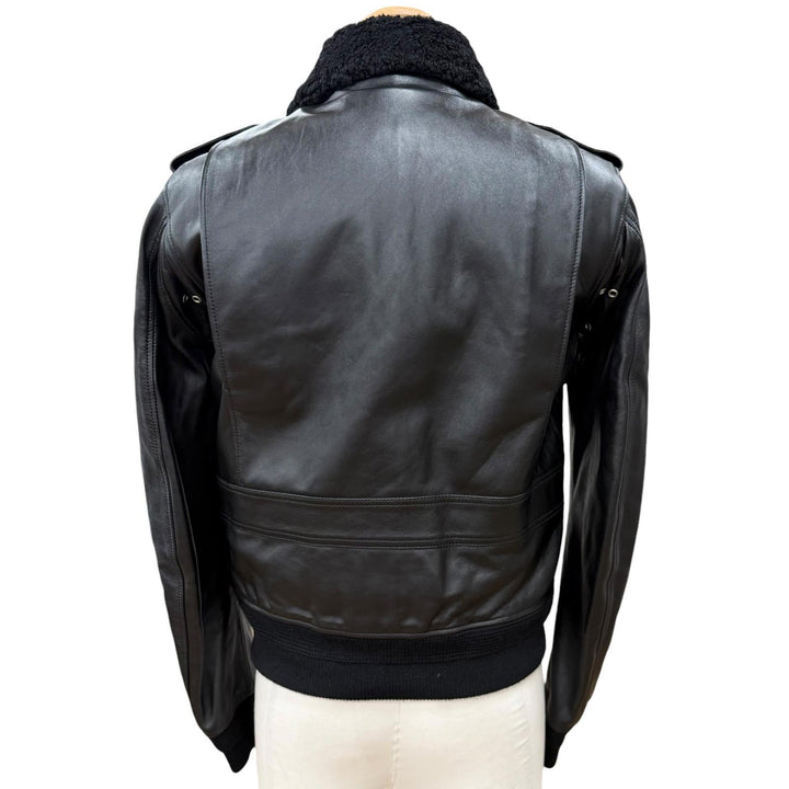 Great SAINT LAURENT PARIS leather jacket black Sheep leather mens 46 397472