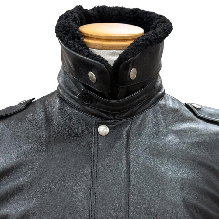 Great SAINT LAURENT PARIS leather jacket black Sheep leather mens 46 397472