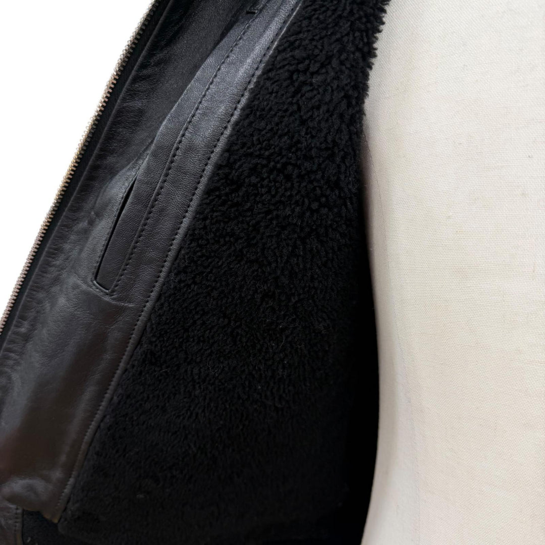 Great SAINT LAURENT PARIS leather jacket black Sheep leather mens 46 397472