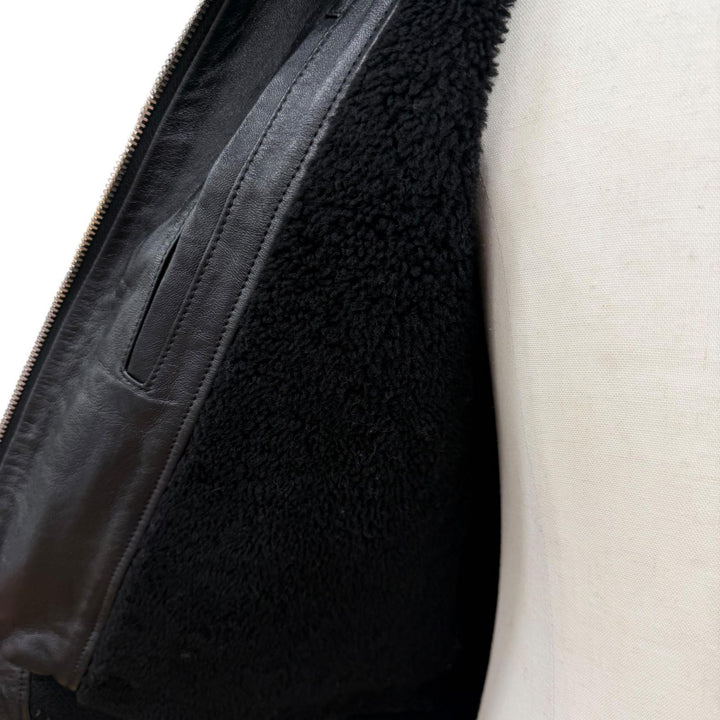 Great SAINT LAURENT PARIS leather jacket black Sheep leather mens 46 397472