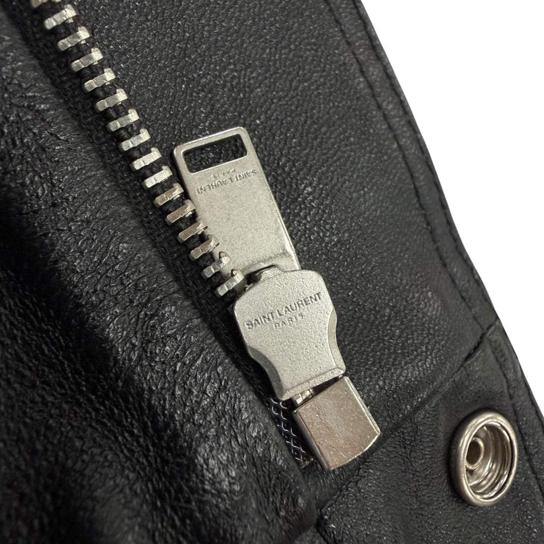 Great SAINT LAURENT PARIS leather jacket black Sheep leather mens 46 397472