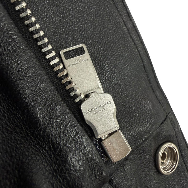 Great SAINT LAURENT PARIS leather jacket black Sheep leather mens 46 397472